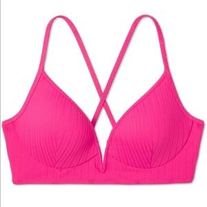 Women’s lightly lined v-wire ribbed bikini top